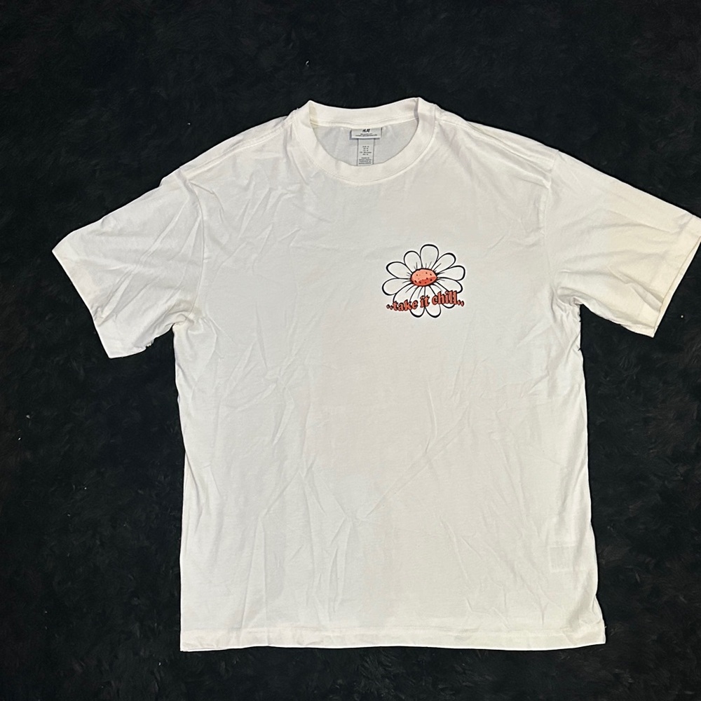 H&M White Tee with Floral Design